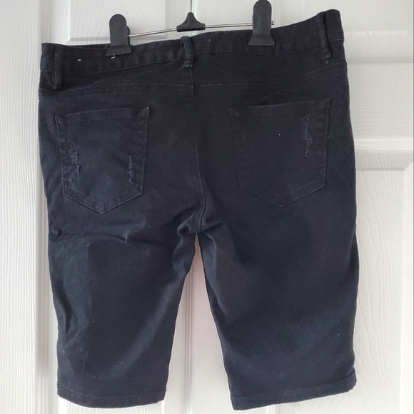 Black Denim Long Shorts - Picture 2 of 2
